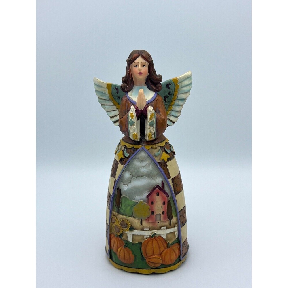 Fall Themed Resin Angel Figure 8.5" Tall, Farm, Pumpkins